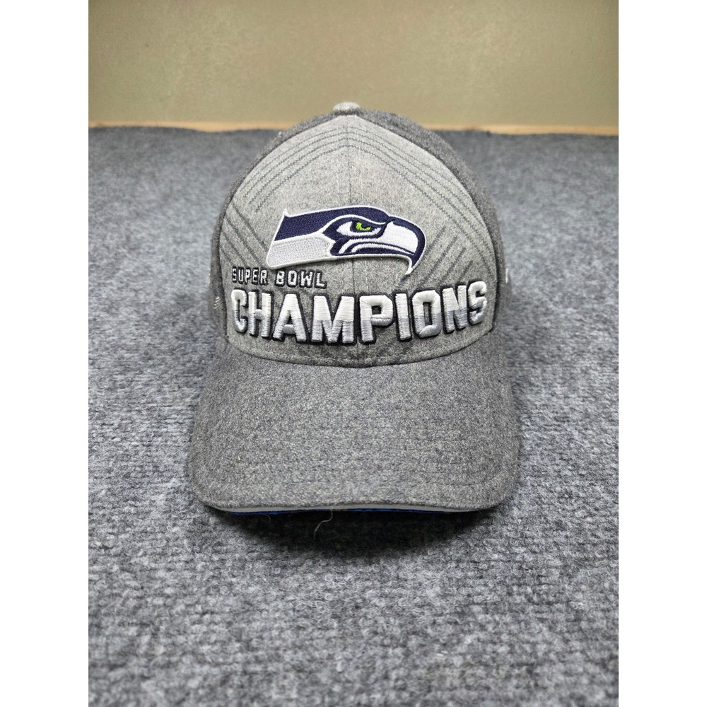 Seattle Seahawks Adjustable Hat OSFA New Era Super Bowl XLVIII Champions Wool